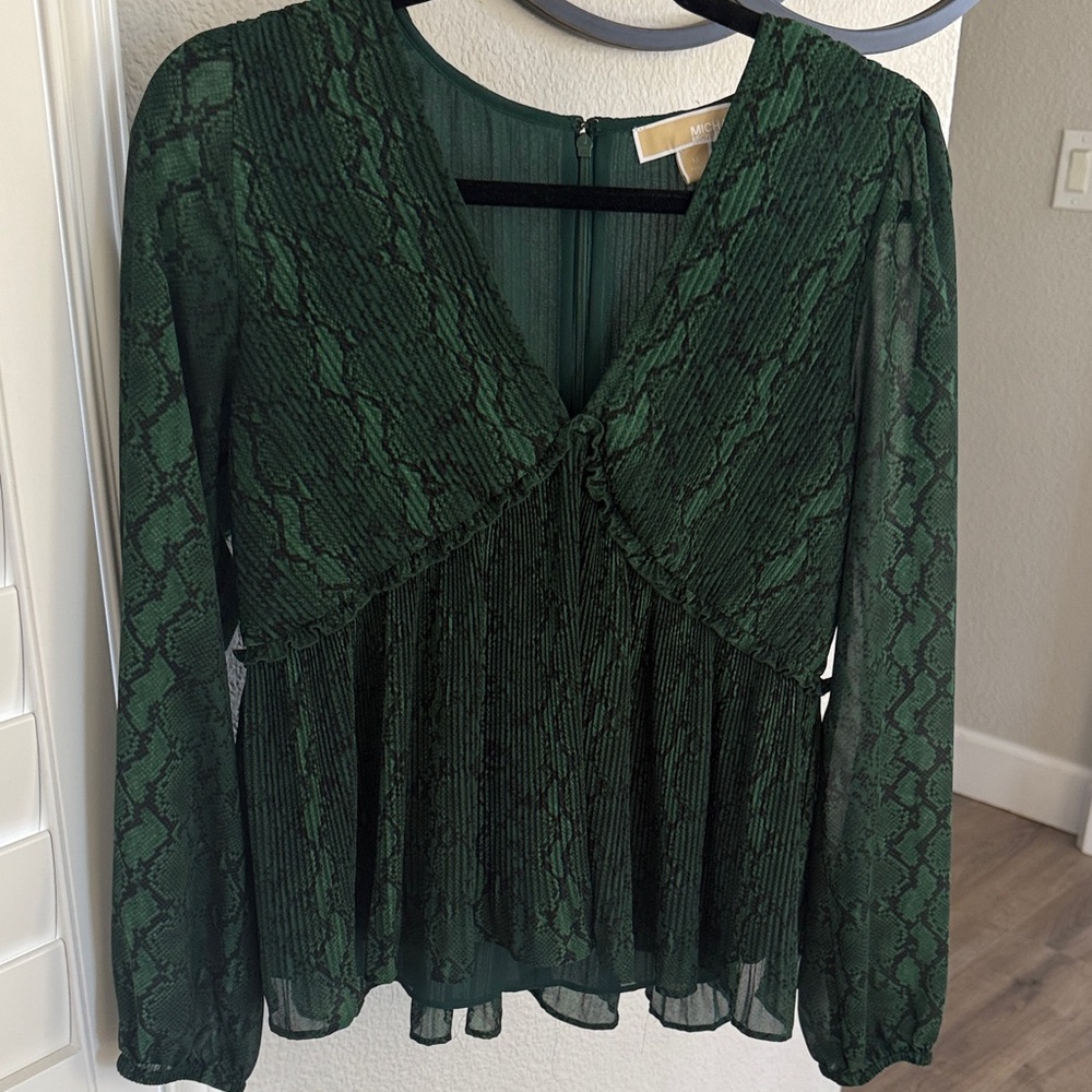 MICHAEL Michael Kors Dark Green Snake Print Blouse